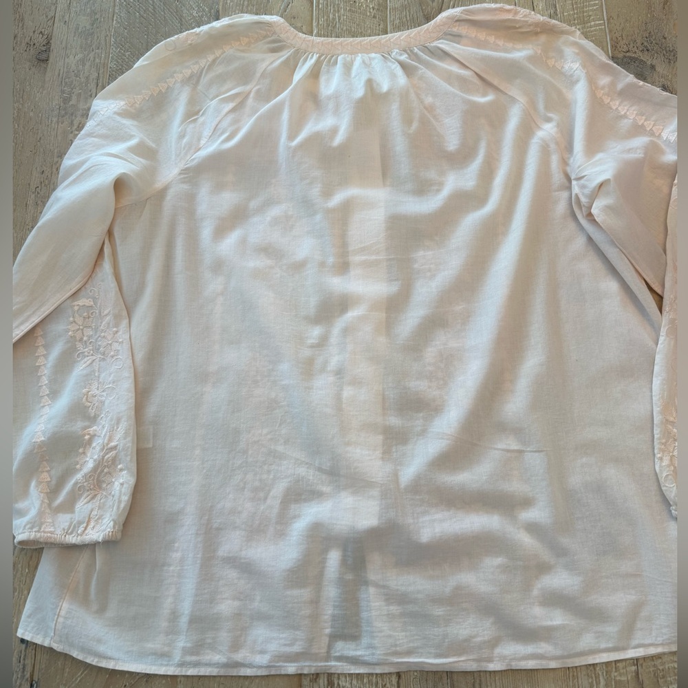 J Jill Lt Peach Women's Embroidered Blouse L - Picture 5 of 6